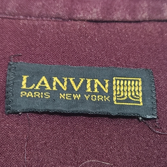Vintage 70s Lanvin Men's Wine Red Polyester Button Down Shirt Size XL - Picture 2 of 4